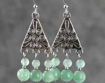 Boucles d'oreilles de balancement de chute de jade, cadeau de demoiselle d'honneur, cadeau pour elle, cadeau de mariage, cadeau d'anniversaire, cadeau d'anniversaire, expédition libre des USA, cadeau pour la maman