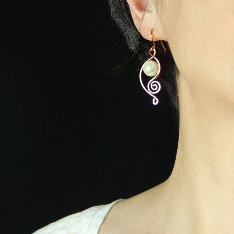 Swirl Dangle Earrings Bridesmaid Gift Gift for Her Wedding Etsy