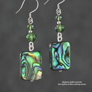 Abalone earrings, Square earrings, Drop earrings, Geometric earrings, Gift for her, Personalized jewelry, Handmade jewelry, Free US Shipping image 1
