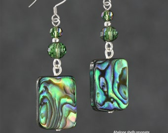 Abalone earrings, Square earrings, Drop earrings, Geometric earrings, Gift for her, Personalized jewelry, Handmade jewelry, Free US Shipping
