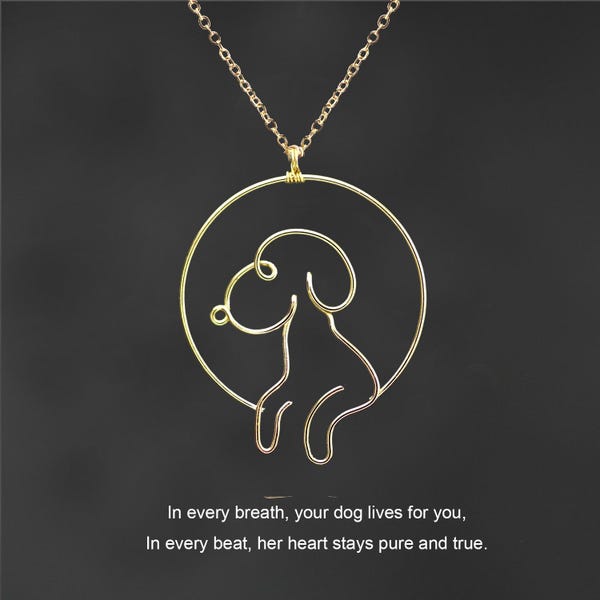 Dog puppy pendant necklace, unique handmade, Free US shipping, 14k gold filled, 14k rose gold filled, sterling silver, copper