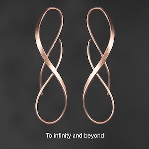 Infinity earrings, handmade, 14k rose gold-filled, 14 gold filled, sterling silver, copper, unique,  free US shipping