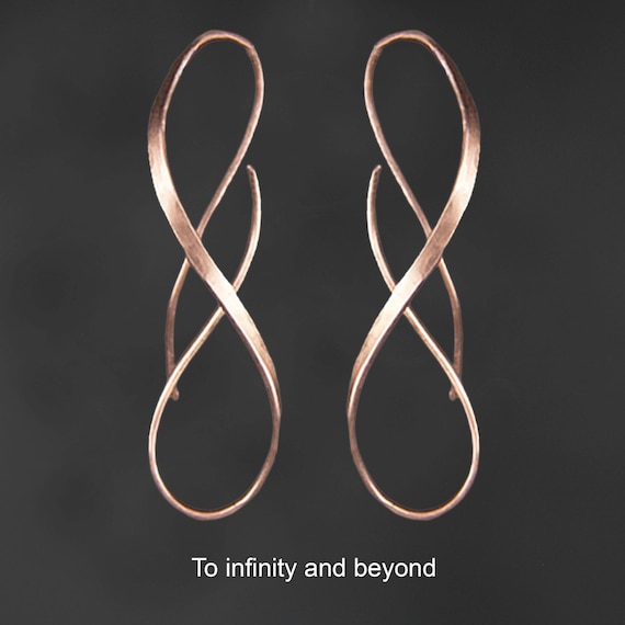 Infinity earrings, handmade, 14k rose gold-filled, 14 gold filled, sterling silver, copper, unique,  free US shipping
