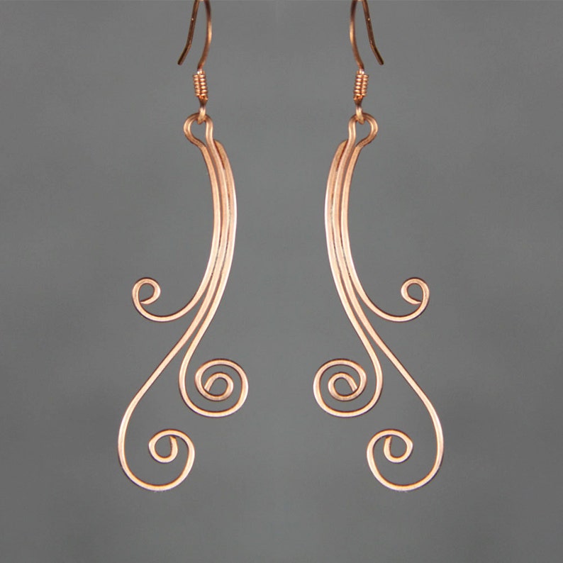 Triple Scroll Dangle Earrings Bridesmaid Gift Gift for Her Etsy