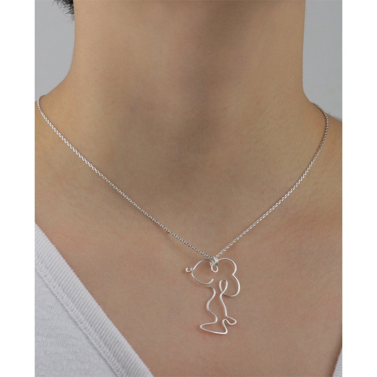 Snoopy necklace boho sterling silver pendant necklace handmade Etsy