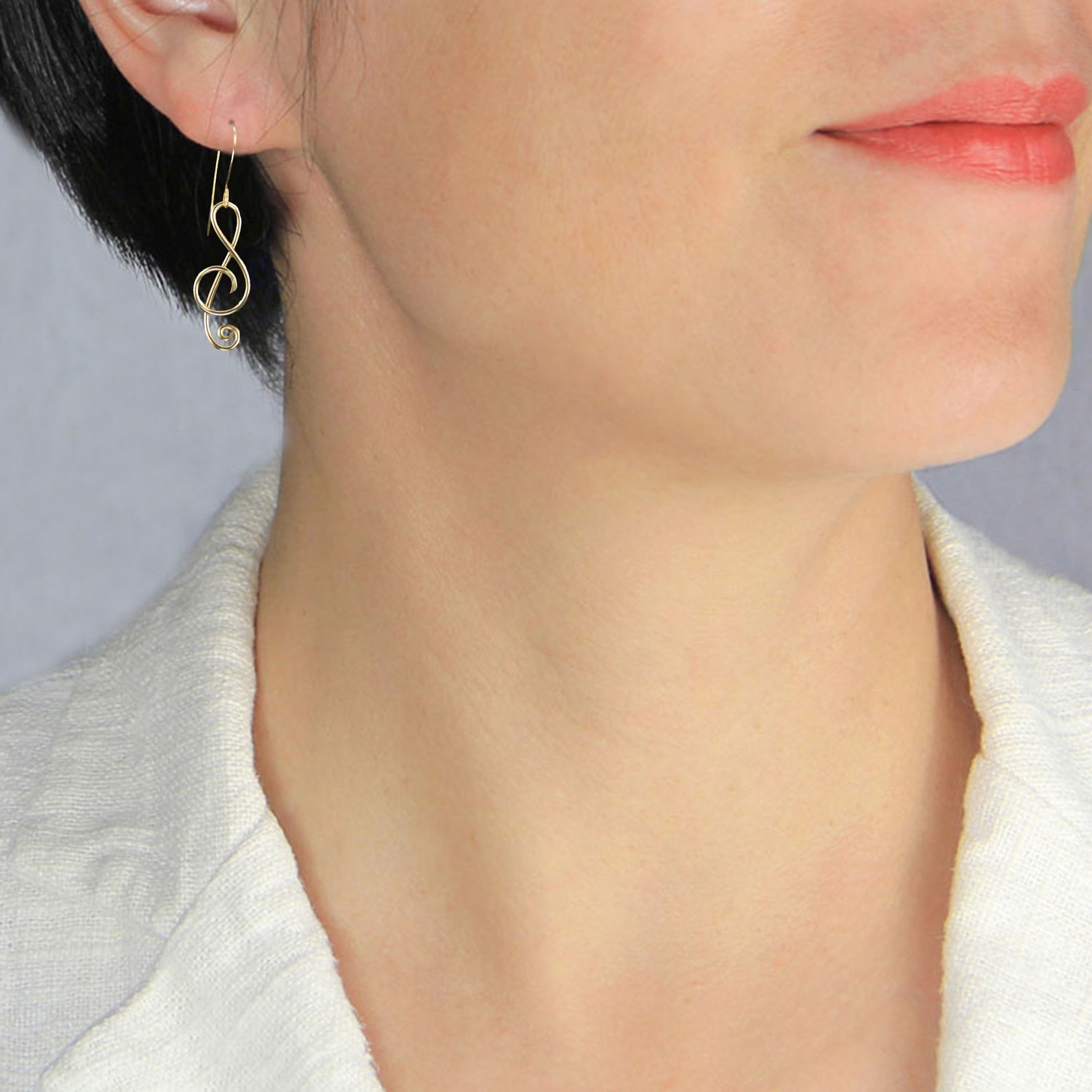 Asymmetrical Music Note Dangle Earrings 14k Rose Gold Filled Etsy