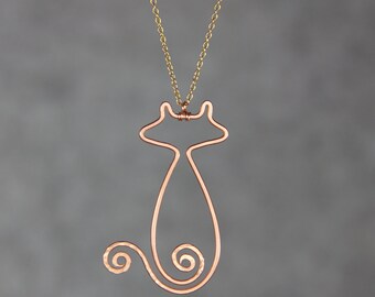 Abstract kitty cat pendant necklace, handmade jewelry,anniversary gift,birthday gift,bridesmaid gift,wedding gift, free US shipping