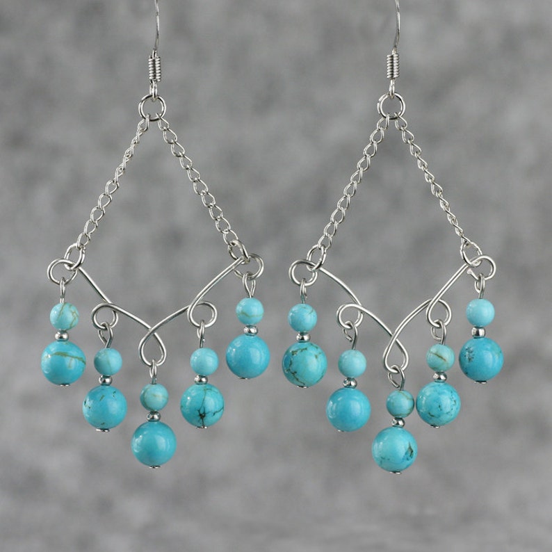 Turquoise Dangling Chandelier Earrings Bridesmaids Gifts Free - Etsy