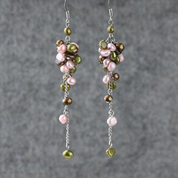 Pastel Pearl Long Dangle Chandelier Earrings Handmade Singapore Pastel Pearl Long Dangle Chandelier, Chandelier Earring Designs To Make Earrings