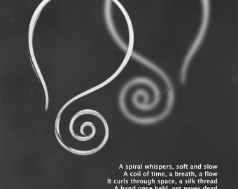Spiral hoop earrings,handmade, Sterling silver, Free US Shipping,