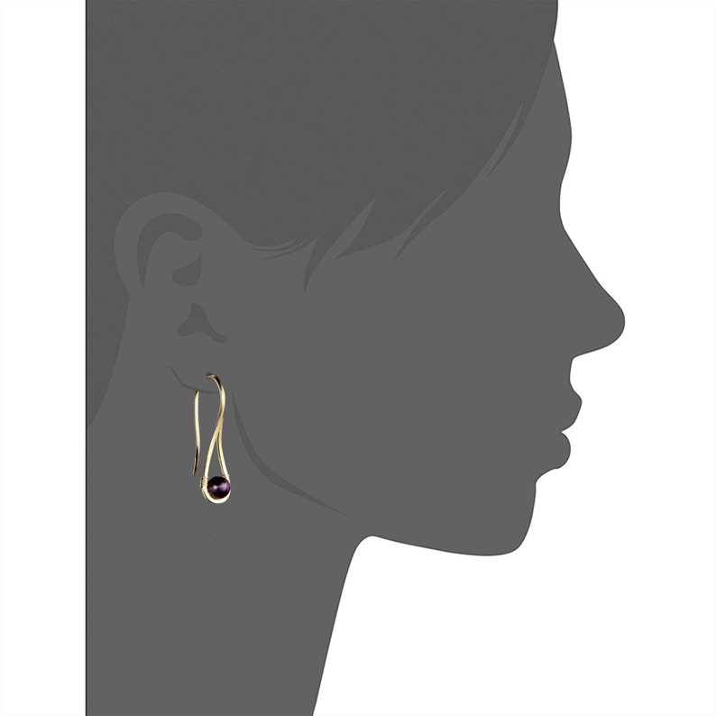 Teardrop earrings, simple unique handmade, 4 options of sterling silver, 14k gold and rose gold filled, copper, 22 stones including amethyst image 3