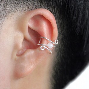 Sterling silver scroll pearl ear cuff, bridesmaid gift, gift for her, wedding gift, birthday gift, anniversary gift, free US shipping