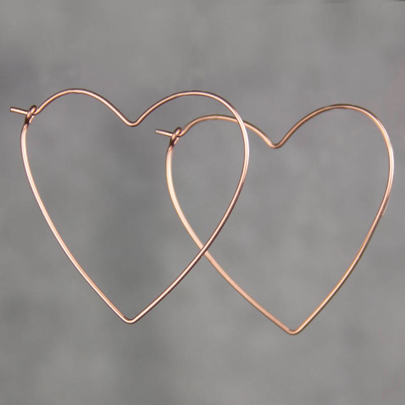 Heart hoop earrings, Valentine gift, 14k gold filled, Free US Shipping image 3