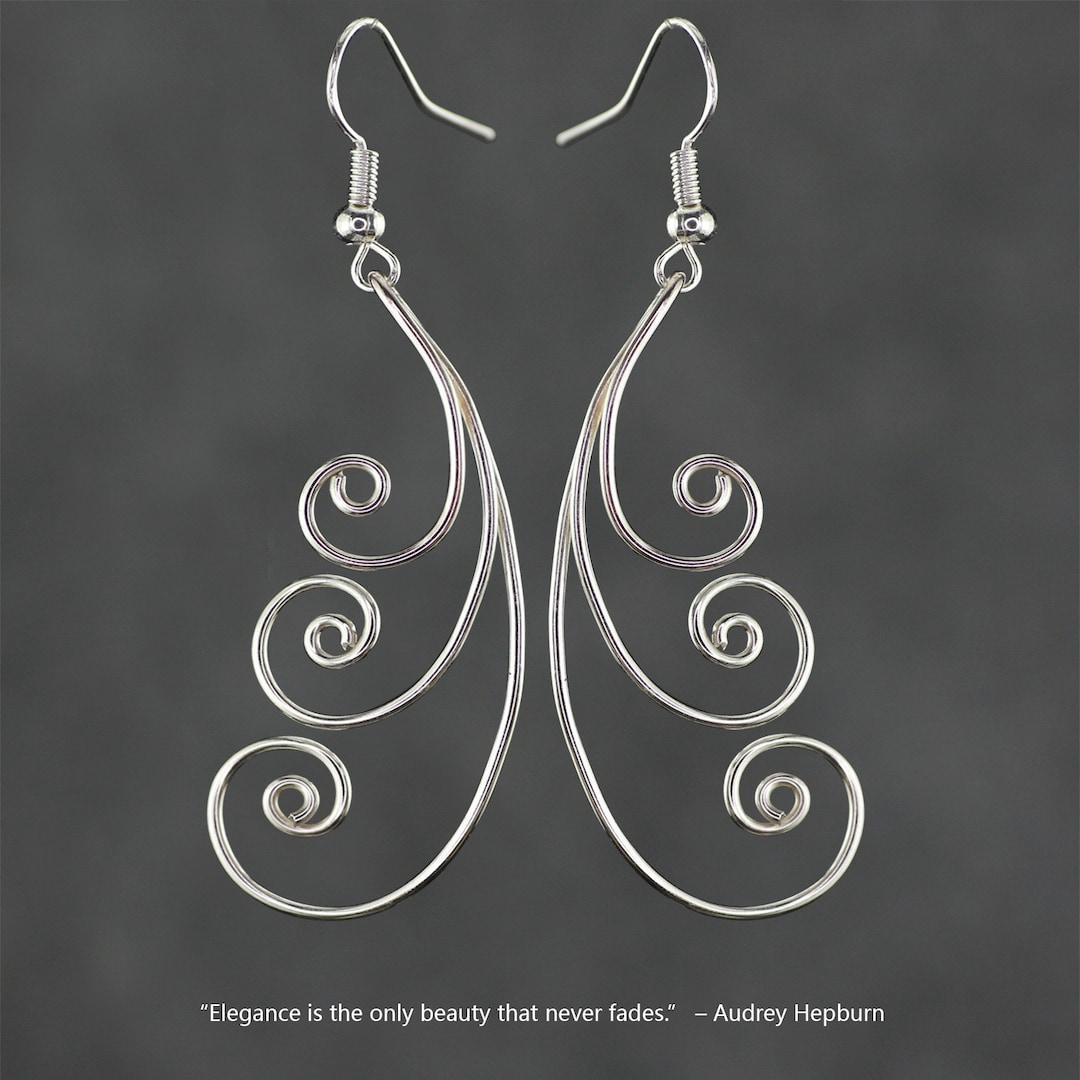 Swirl Dangle Hoop Earrings Bridesmaid Gift Gift for Her Etsy