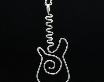 Sterling silver guitar necklace, bridesmaid gift, gift for her, wedding gift, birthday gift, anniversary gift, gift for mom,free US shipping