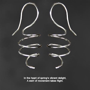 Spiral earrings, Silver earrings, Drop earrings, Gift for her, Wedding gift, Handmade jewelry, Personalized jewelry, Free US Shipping