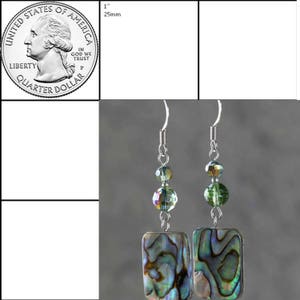 Abalone earrings, Square earrings, Drop earrings, Geometric earrings, Gift for her, Personalized jewelry, Handmade jewelry, Free US Shipping image 8