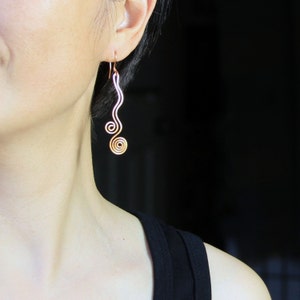 Spiral earrings, Long earrings, Dangle earrings, Handmade jewelry, Personalized jewelry, Gift for her, Free US shipping image 3