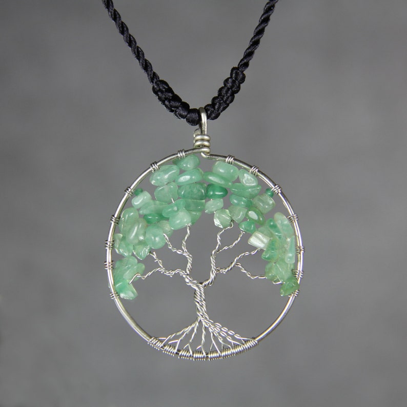 Tree of life necklace, Jade necklace, pendant necklace, handmade jewelry, Gift for Mom, Gift for her, Anniversary gifts, Free US shipping image 1