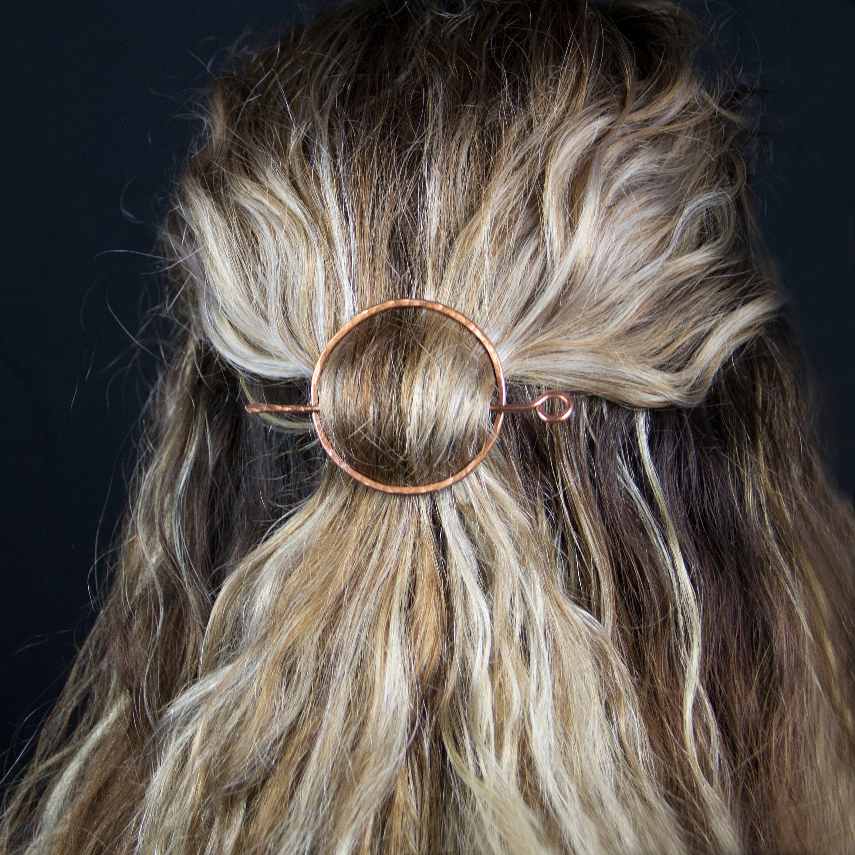 Copper Hair Jewelry, Hoop Hair Stick, Hair Fork, Handmade  display picture 2