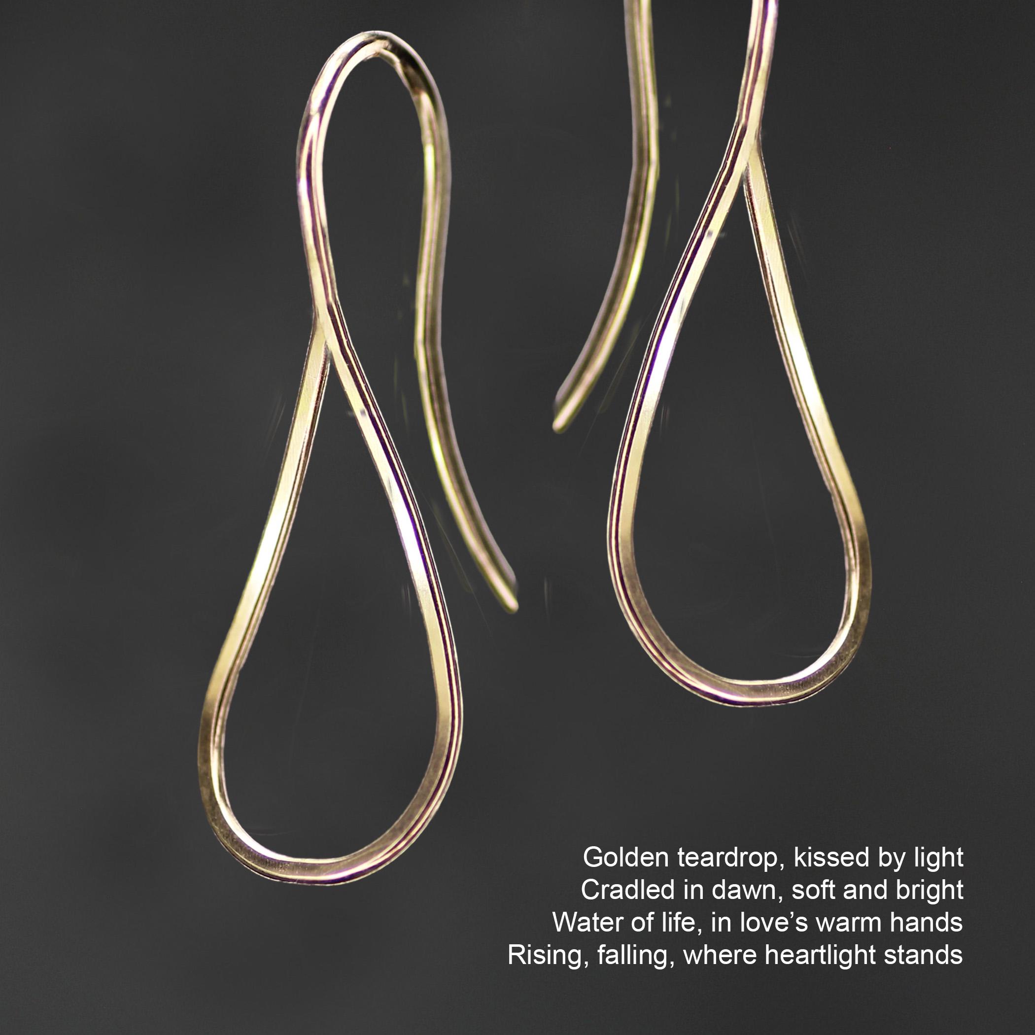 Simple teardrop earrings, handmade, unique, 14k gold filled, 14k rose gold filled, sterling silver, copper, free US shipping