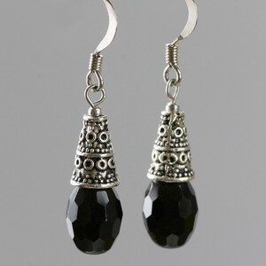 Black cone dangle earrings, bridesmaid gift, gift for her, wedding gift, birthday gift, anniversary gift, gift for mom, free US shipping