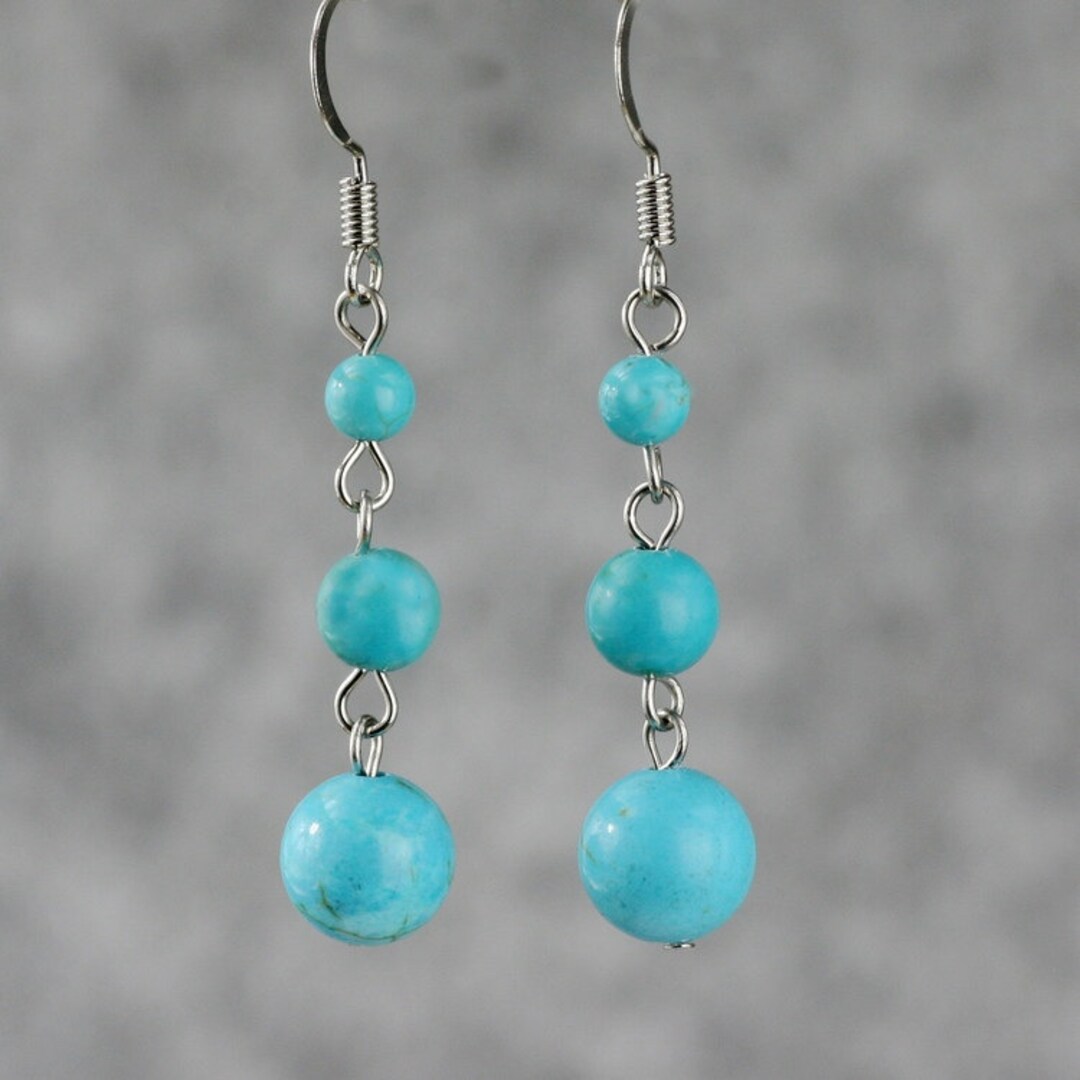 Turquoise Linear Dangle Earrings Bridesmaid Gift Gift for Etsy