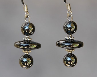 Hematite drop earrings, bridesmaid gift, gift for her, wedding gift, birthday gift, anniversary gift, gift for mom, free US shipping