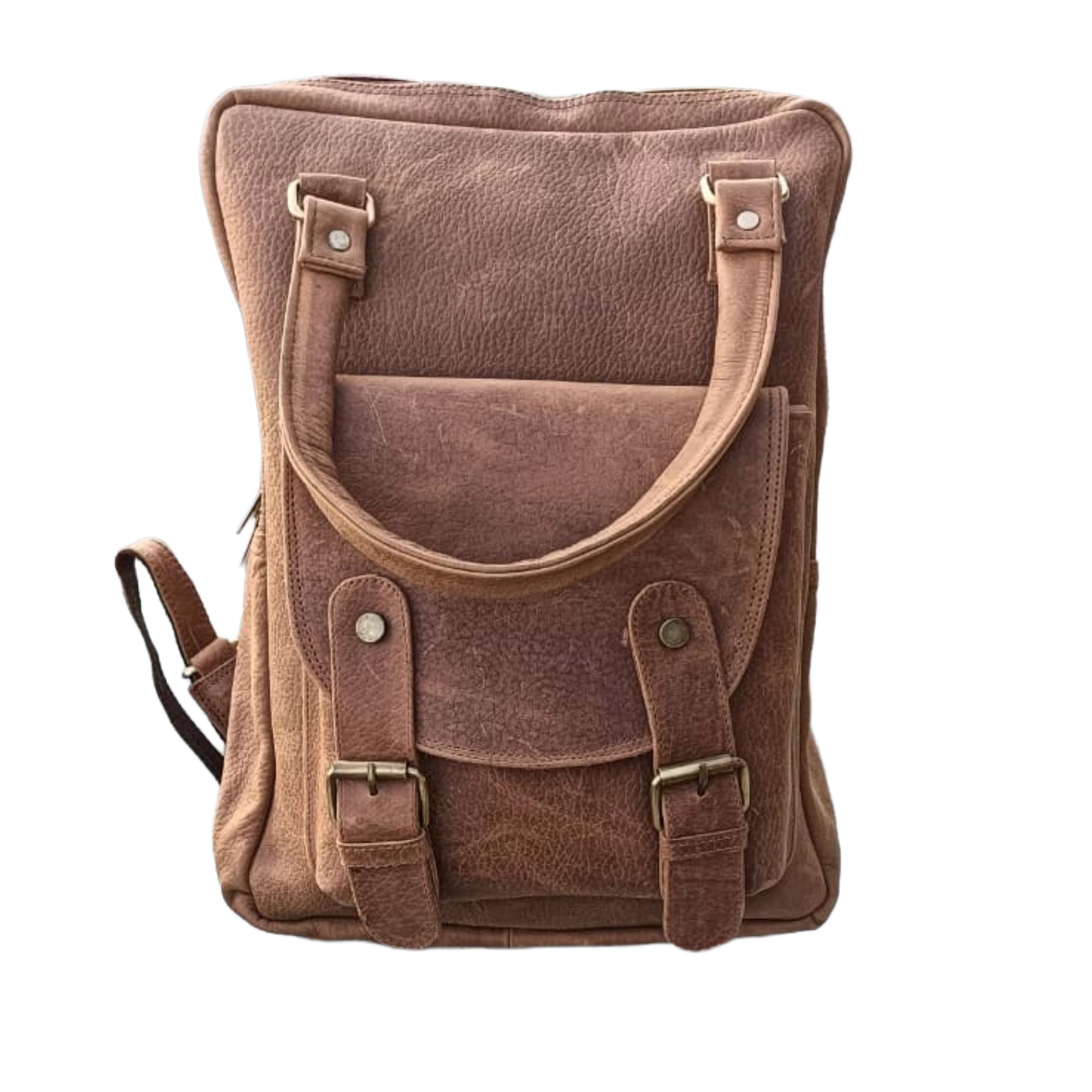 Cognac Mini Rucksack, Vintage Distressed Bag, Handmade Crossbody Daypack Purse Gift