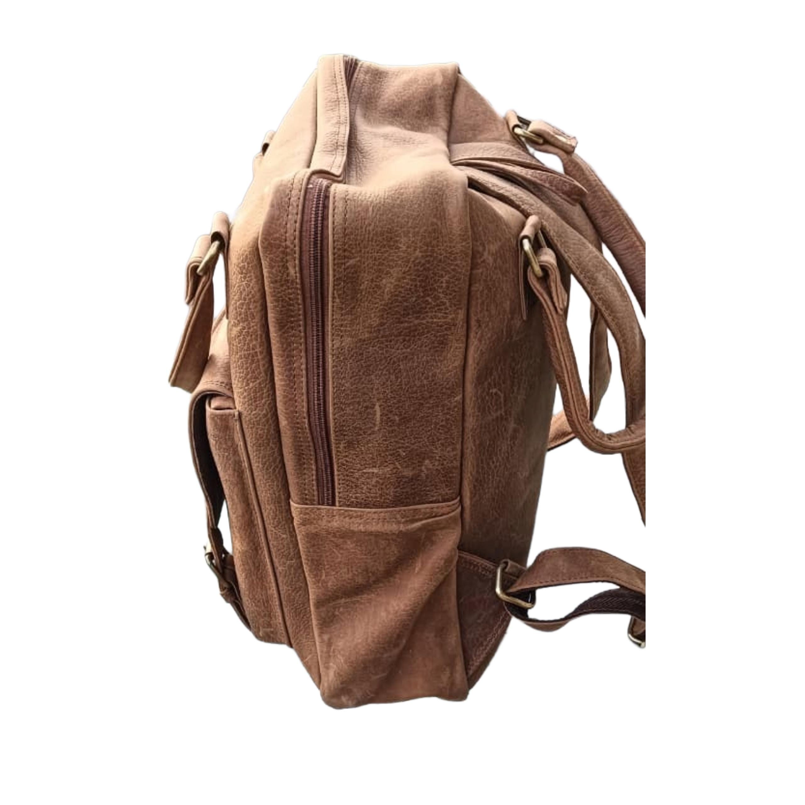 Cognac Mini Rucksack, Vintage Distressed Bag, Handmade Crossbody Daypack Purse Gift alternate view