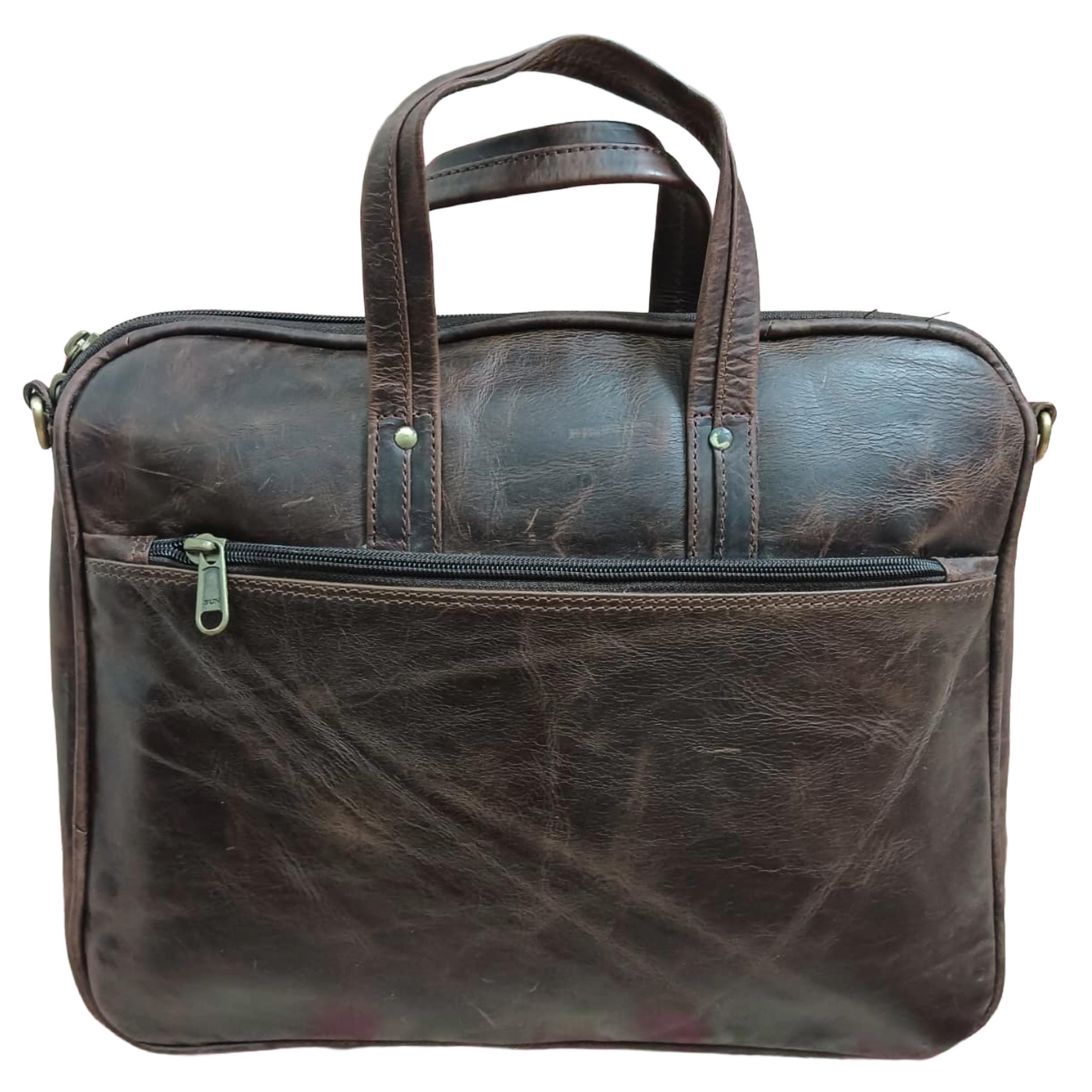 Distressed Cognac Leather Briefcase, Vintage Laptop Messenger Bag, Handmade Satchel, Unisex Work Attache