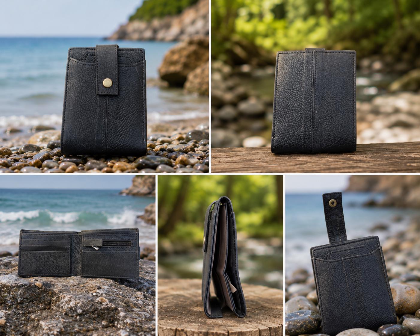 Genuine Leather Crossbody Bag for Men, Handmade Leather Shoulder Bag, Vintage Messenger Bag, Small Travel Bag, Navy Blue Leather Purse alternate view