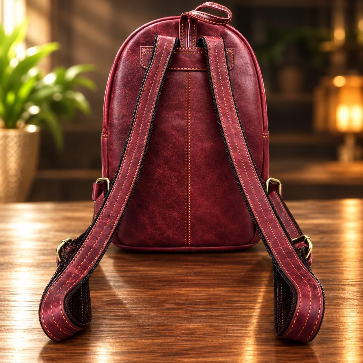 Rose Pink Mini Rucksack, Vintage Distressed Bag, Handmade Crossbody Daypack Gift alternate view