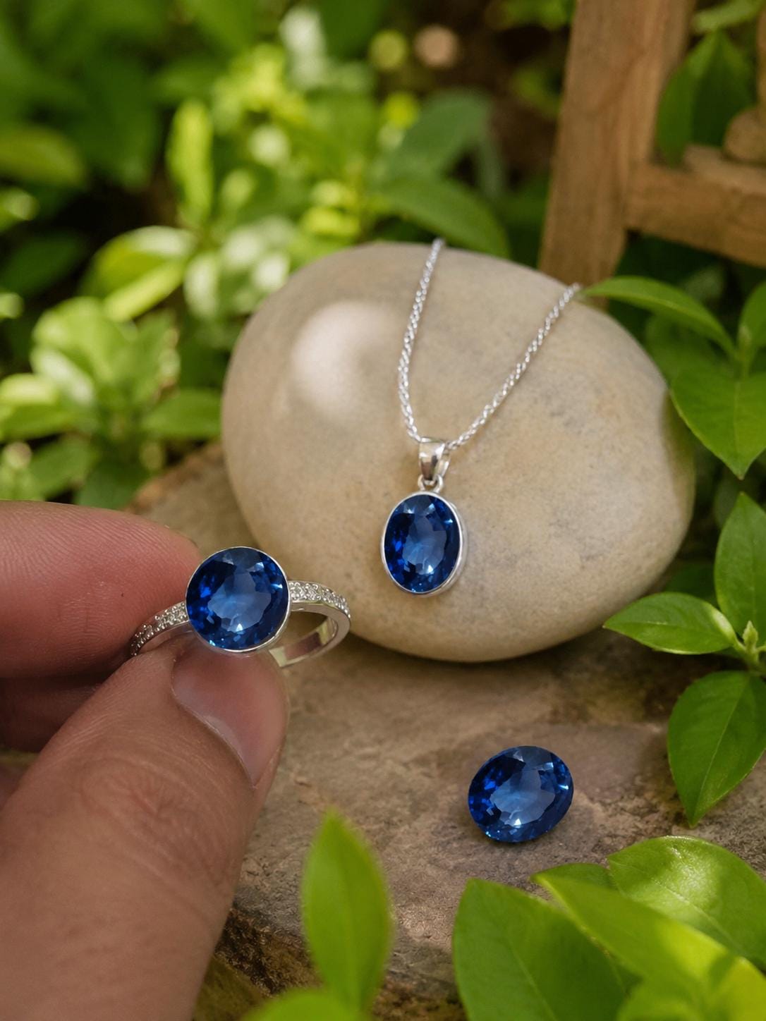 Lab Grown Blue Sapphire 3.29 Carat Oval Cut Certified Gemstone alternate view