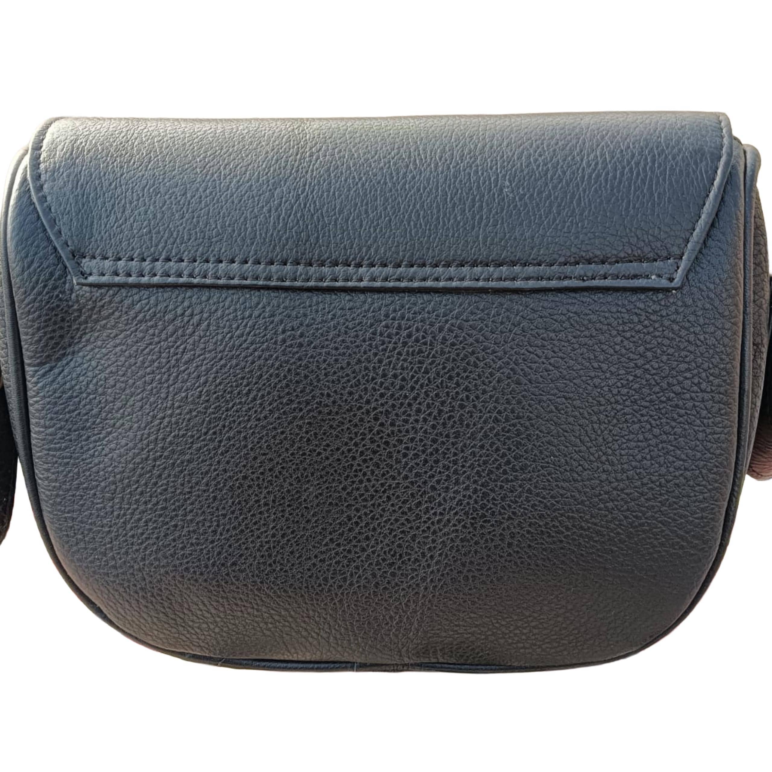 Navy Leather Saddle Bag, Brass Buckle Crossbody Purse, Equestrian Style Satchel alternate view