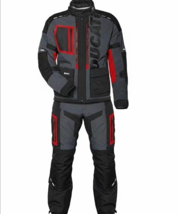 Handmade Ducati C5 Motorcycle Jacket & Pants: Waterproof Cordura Textile Racing Suit