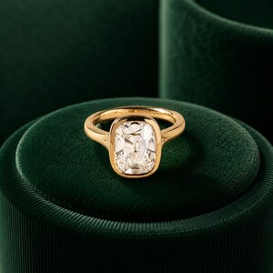2 CT Old Mine kussengeslepen Moissanite solitaire verlovingsring, gespleten schacht 14K massief gouden ring set ring, delicate Moissanite bruidsring