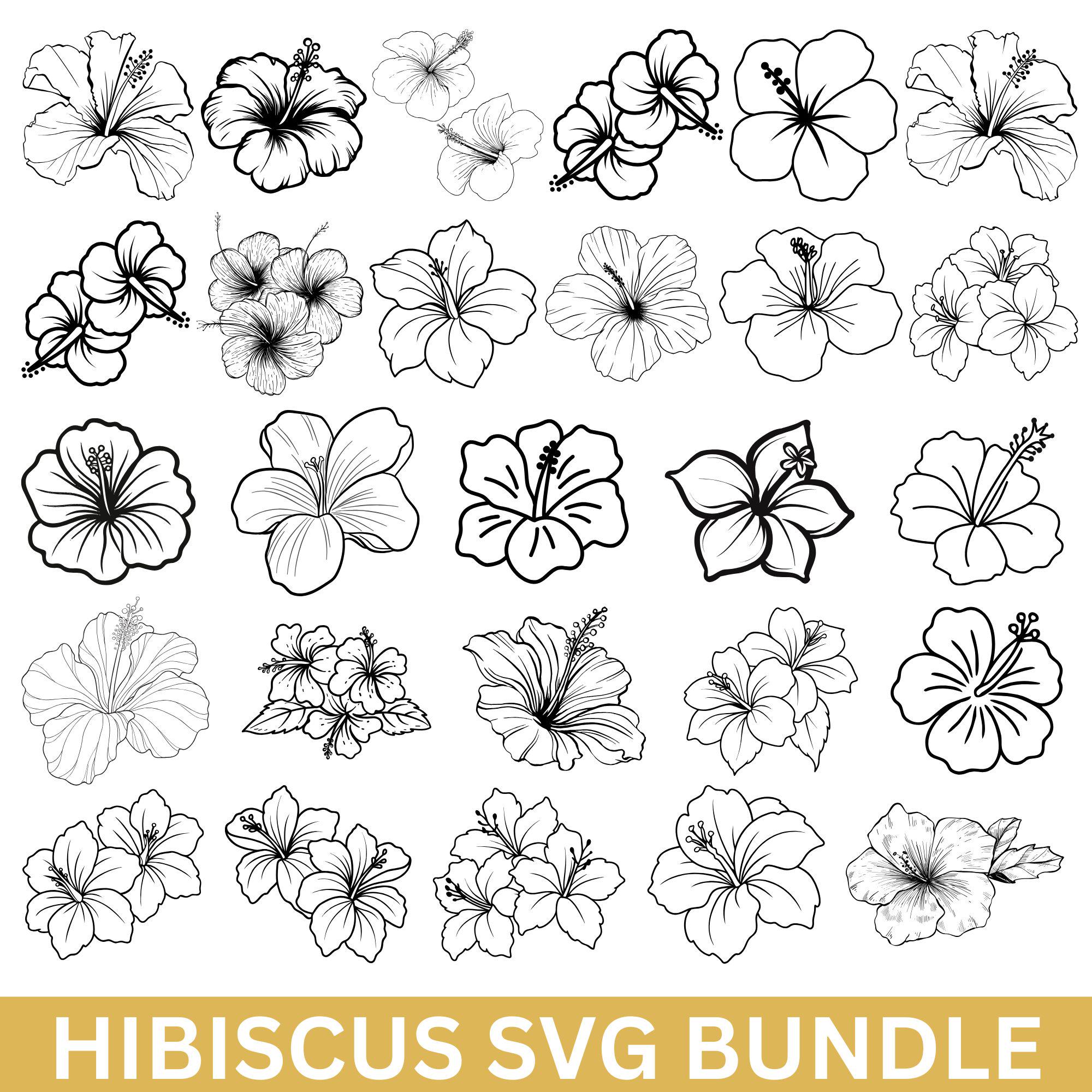 Hibiscus Flower SVG Bundle: Tropical Floral Clipart (digital Download ...