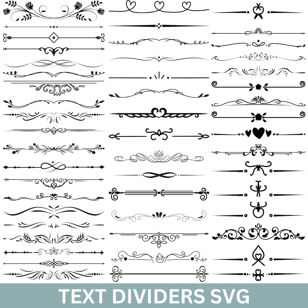 Flourishes Text Dividers SVG, Wedding Border Clipart (digital Download ...