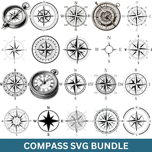 Nautisk kompassros SVG-paket (digital nedladdning)
