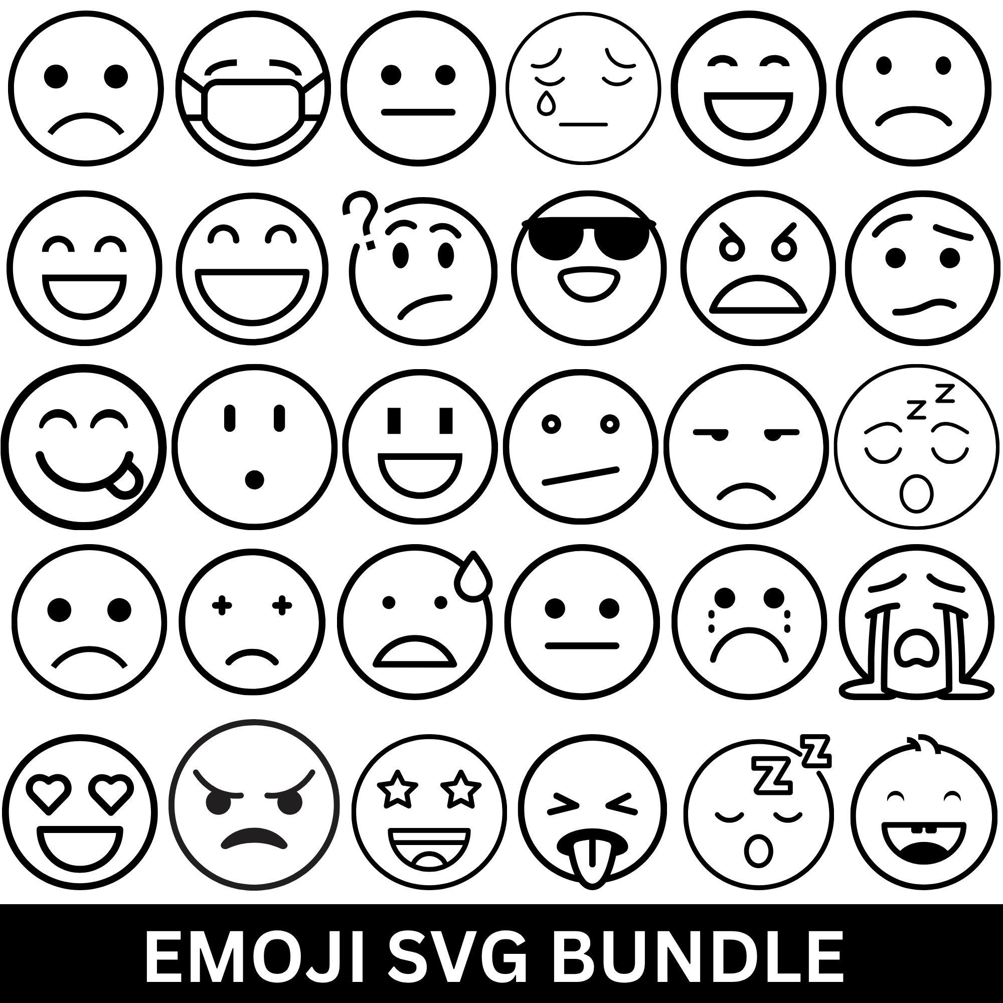 Emoji Face SVG Bundle: Clipart Cut Files for Cricut (instant Download ...
