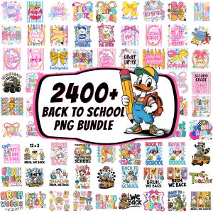 Über 2400 PNG-Dateien zum Schulanfang, PNG-Sets für Vorschule, Erster Schultag, Schul-Sublimationsdrucke, Vorschule bis 4. Klasse, Schul-PNGs