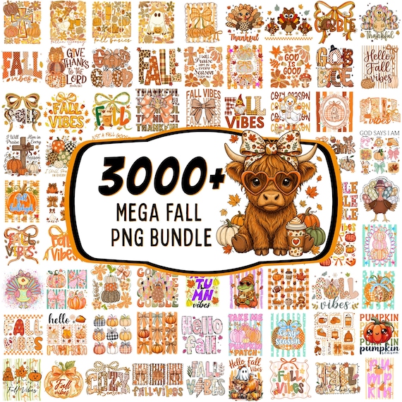 3000+ Fall Png Bundle, Fall vibes png, Autumn png, Fall Sublimation, Retro fall png, Goose, Pumpkin, floral png, Trendy png, Fall svg bundle