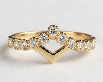 Minimalist Chevron Ring, Dainty V Shaped Silver Ring, Delicate Wishbone Ring, Stackable Gift for Her