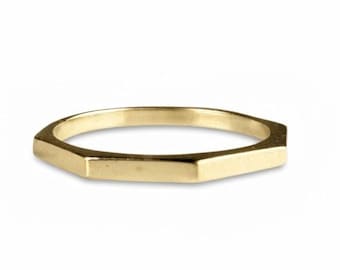 Minimalist Geometric Ring, Dainty Flat Silver Band, Modern Stackable Ring, Simple Everyday Jewelry
