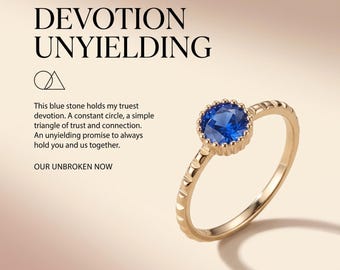 Blue Sapphire Solitaire Ring, Vintage Textured Silver Ring, Alternative Engagement Ring, Gift for Her