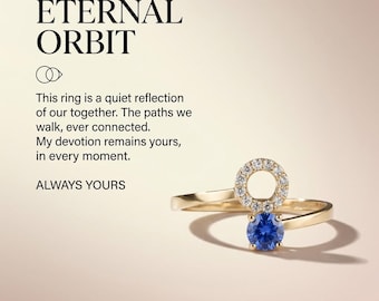 Blue Sapphire Celestial Ring, Open Circle Silver Ring, Dainty Promise Ring, Unique Jewelry for Her