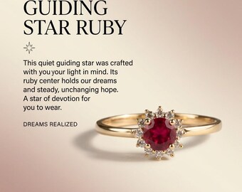 Ruby Promise Ring, Red Stone Floral Halo Ring, Romantic Vintage Silver Ring, Dainty Jewelry for Her