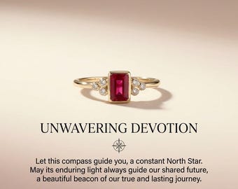 Ruby Anniversary Ring, Rectangular Red Stone Silver Ring, Vintage Promise Ring, Dainty Gift for Her