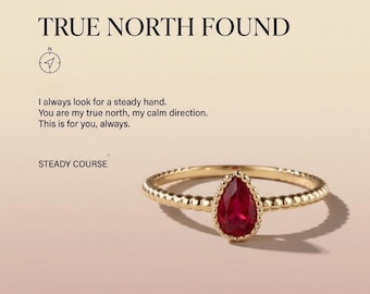 Ruby Engagement Ring, Teardrop Red Stone Ring, Vintage Silver Promise Ring, Romantic Gift for Her
